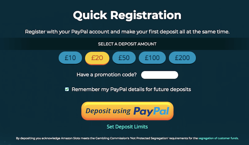 Amazon Slots PayPal registration