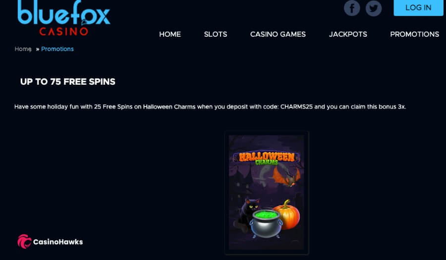 bluefox Casino 75 free spins for Halloween