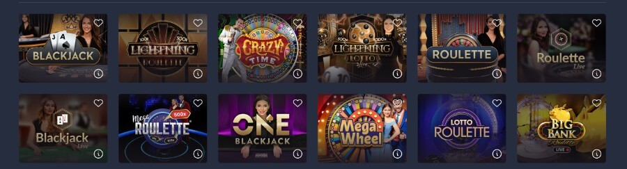 Lottoland Live dealer games library