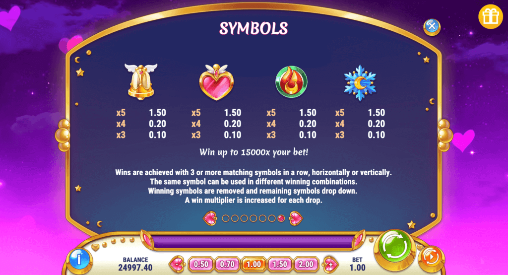 Moon Princess Power of Love slot symbols UK