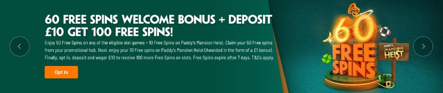 PaddyPower Casino Offer UK Free Spins