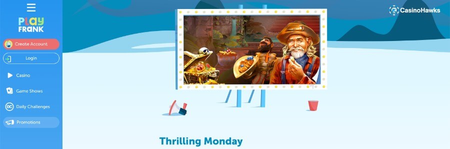 PlayFrank Thrilling Mondays offer