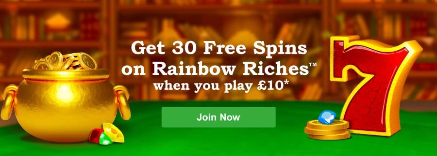 Rainbow Riches Welcome Bonus Free Spins UK